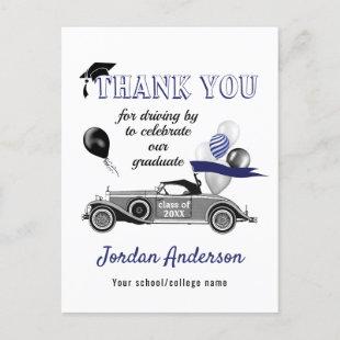 Funny Retro Car Drive By Graduation Thank You Anno Announcement Postcard