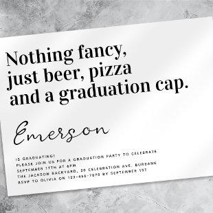 Funny Typography Nothing Fancy Grad Party Invitation