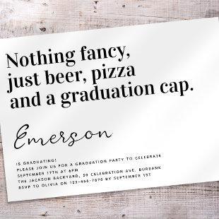 Funny Typography Nothing Fancy Grad Party Invitation