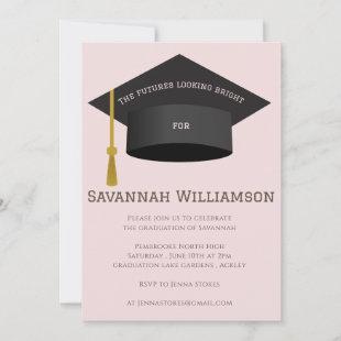 Futures bright pink graduation, photo  Invitation