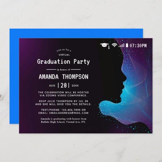 Futuristic Glow Virtual Graduation Party Invitation