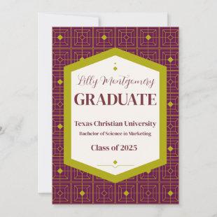 Garnet Gold Geometric Photo Graduation Card