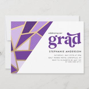 Geo Fractal | Modern Purple Graduation Party Invitation