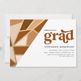 Geo Fractal | Modern Terracotta Graduation Party Invitation