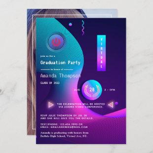 Geometric Glow Virtual Graduation Party Invitation