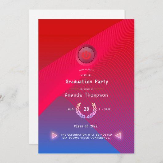 Geometric Glow Virtual Graduation Party Photo Invitation