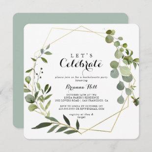 Geometric Gold Tropical Let's Celebrate Party Invitation