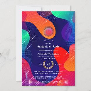Geometric Retro Virtual Graduation Party Invitation