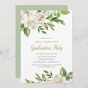 Gilded Blooms Graduation Party Invitation