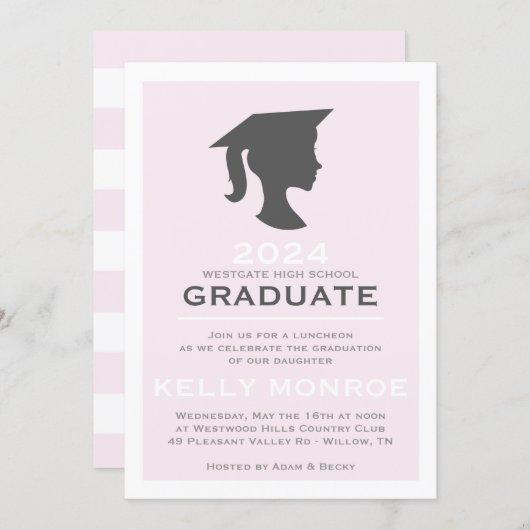 Girl Graduation Silhouette Invitation