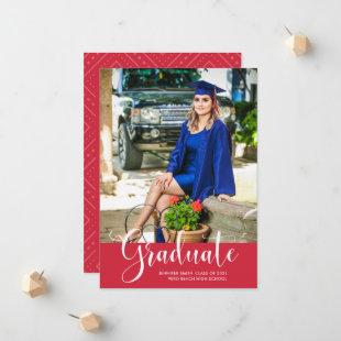 Girl Red Photo High School Graduation Party  Announcement