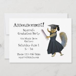 Girl Squirrel Graduation Party Invitation