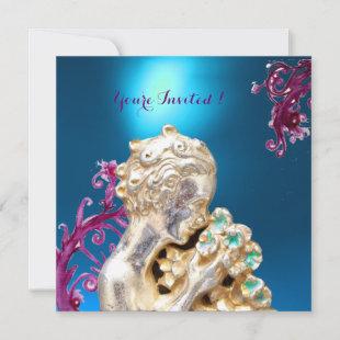GIRL WITH FLOWERS ,Blue Sapphire Invitation