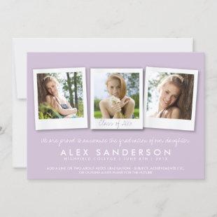 Girls Chic Lavender Purple Triple Photo Card