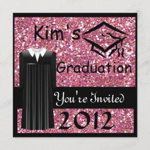 Girls's College GRADUATION 2012 PINK BLING INVITAT Invitation