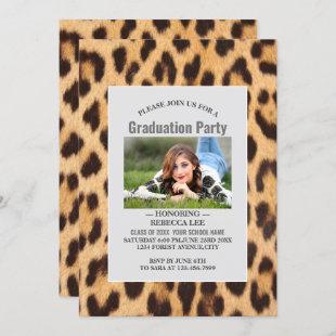 girly chic leopard print graduation party invitation