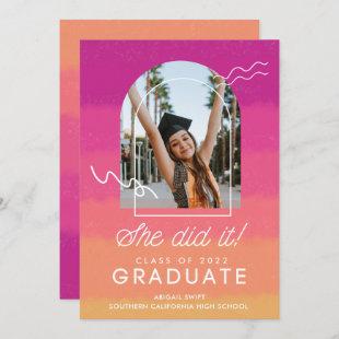Girly Class of 2023 Modern Photo Graduation Invitation