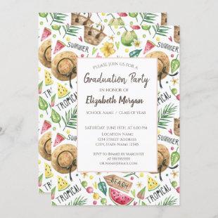 Girly Colorful Beach Relax Graduation Partry Invitation