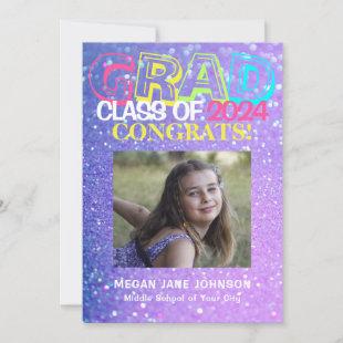 Girly glitter 5 photos middle school 2024 graduate announcement