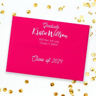 Girly Hot Pink Hair Stylist Graduation Party Chic Envelope