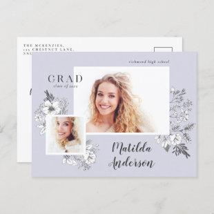 Girly multi photo floral elegant graduation party  invitation postcard