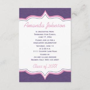 Girly Purple and Pink Graduation Party Invitation