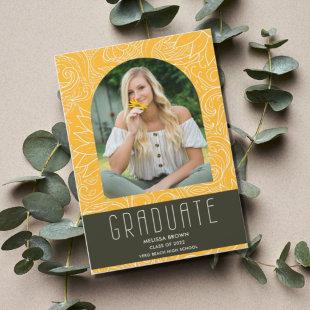 Girly Yellow Arch Photo High School Graduation Announcement