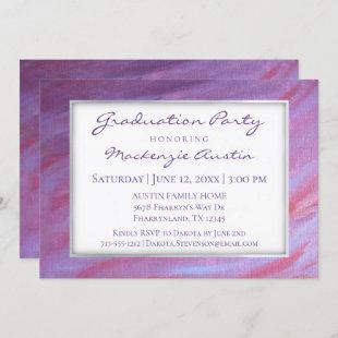 Girly Zebra Abstract | Cute Pink Purple Graduation Invitation