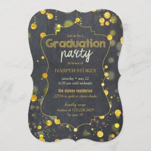 Glam Faux Gold Foil Confetti Graduation Party Invitation