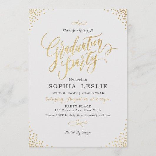 Glam gold calligraphy vintage graduation party invitation