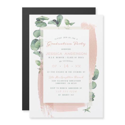 Glam Green Painted Branches Special Graduation Magnetic Invitation