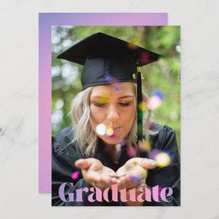 Glam Lavender Pink Photo Overlay Graduation  Announcement