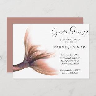 Glam Mermaid Tail | Muted Terra Cotta Graduation Invitation