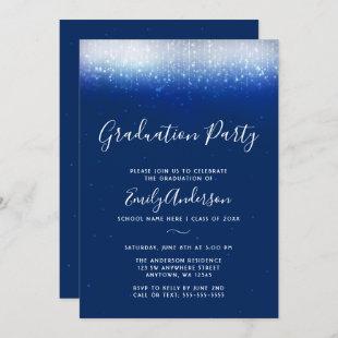 Glam Navy Blue Graduation Party Invitation