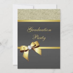 Glamorous Gold & Black Graduation Party   Invitation