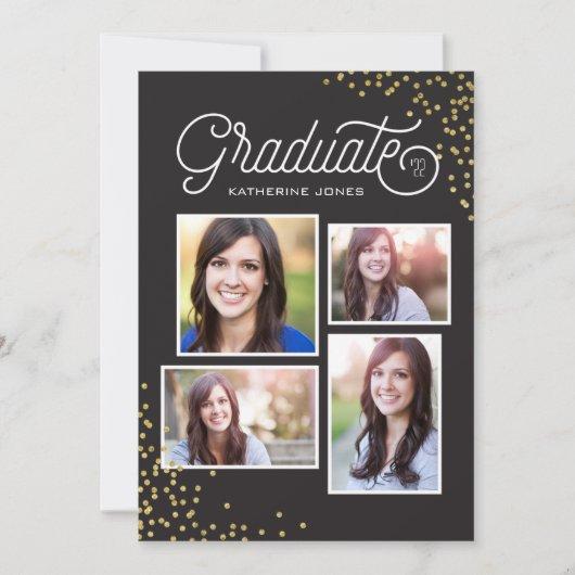 Glamorous Grad 4-Photo Collage Graduation Invitation