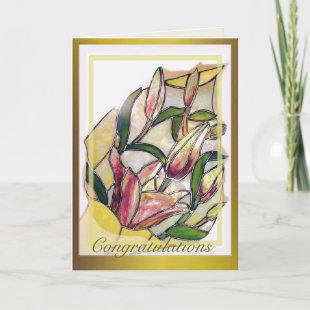 Glass Lily Bouquet Congratulations Card