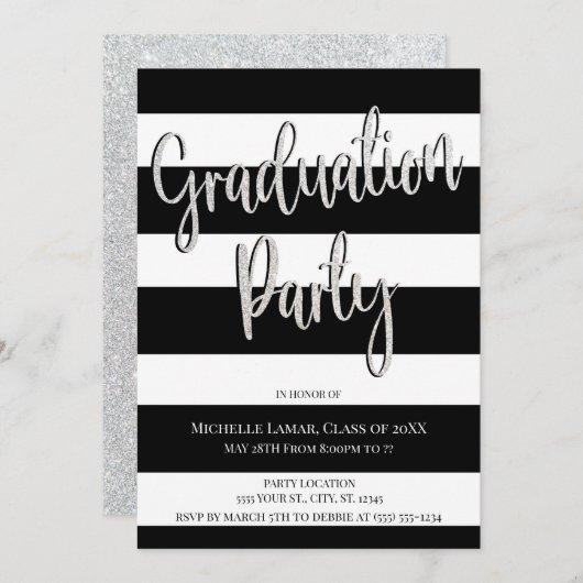 Glitter and Stripes Graduation Party Invitations
