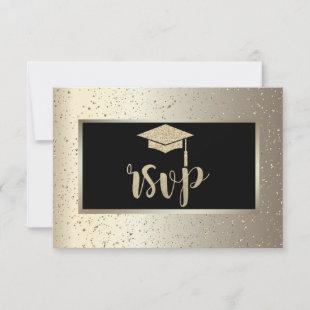 Glitter Grad Cap,Confetti Champagne Graduation RSVP Card