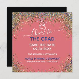 Glitter Nurse Graduation Pinning Save the Date Card