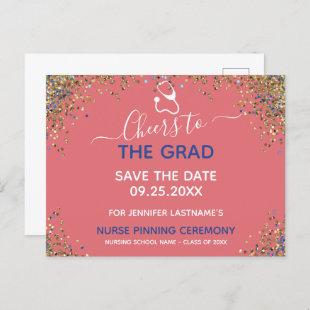 Glitter Nurse Graduation Pinning Save the Date Pos Postcard