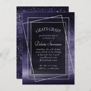 Glitzy Foil | Indigo Midnight Purple Graduation Invitation