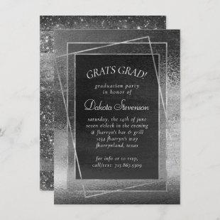 Glitzy Foil | Platinum Silver Shimmer Graduation Invitation
