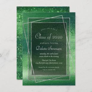 Glitzy Foil | Shamrock Green Sparkle Graduation Invitation