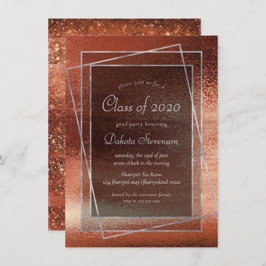 Glitzy Foil | Terra Cotta Dusty Orange Graduation Invitation