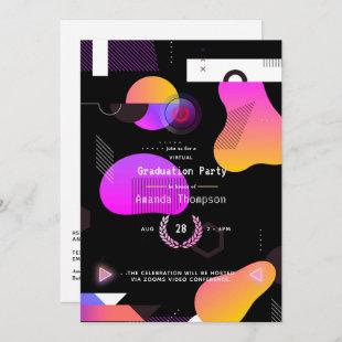 Glowing Geometric Virtual Graduation Party Invitation