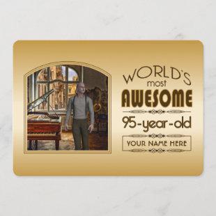 Gold 95th Birthday World’s Best Custom Photo Frame Invitation