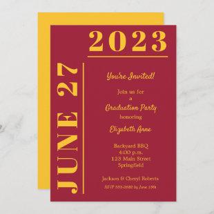Gold and Crimson Graduation Party Invitation