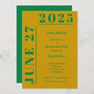 Gold and Green Graduation Party Invitation