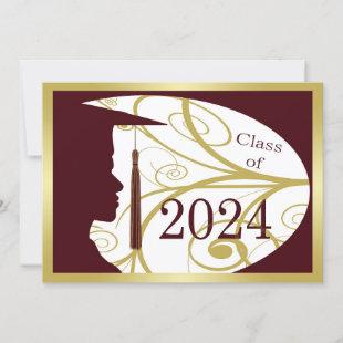 Gold and Maroon Man Silhouette 2024 Card